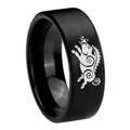 8mm Wild Boar Pipe Cut Brush Black Tungsten Ring for Men