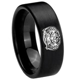 8mm Masonic 32 Degree Freemason Pipe Cut Brush Black Tungsten Carbide Wedding Engagement Ring