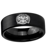 6, 8mm Masonic 32 Degree Freemason Pipe Cut Brush Black Tungsten Ring