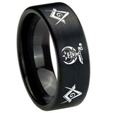 8mm-Masonic-Shriners-Pipe-Cut-Brush-Black-Tungsten-Carbide-Men's-Ring