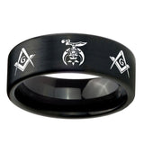 8mm-Masonic-Shriners-Pipe-Cut-Brush-Black-Tungsten-Carbide-Men's-Ring