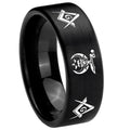 8mm Masonic Shriners Pipe Cut Brush Black Tungsten Ring