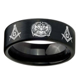 8mm-Masonic-32-Design-Pipe-Cut-Brush-Black-Tungsten-Carbide-Anniversary-Ring