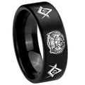 8mm Masonic 32 Design Pipe Cut Brush Black Tungsten Ring