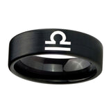8mm-Libra-Horoscope-Pipe-Cut-Brush-Black-Tungsten-Carbide-Wedding-Bands-Ring