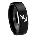 8mm Sagittarius Zodiac Pipe Cut Brush Black Tungsten Ring