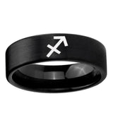 6, 8mm Sagittarius Zodiac Pipe Cut Brush Black Tungsten Wedding Engraving Ring