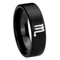 8mm Scorpio Horoscope Pipe Cut Brush Black Tungsten Ring