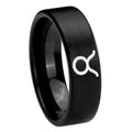 8mm Taurus Horoscope Pipe Cut Brush Black Tungsten Bands
