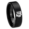 8mm Virgo Zodiac Pipe Cut Brush Black Tungsten Custom Ring