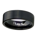 8mm-I-Love-You-Pipe-Cut-Brush-Black-Tungsten-Carbide-Mens-Ring-Personalized