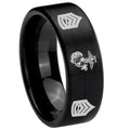 8mm Marine Army Sergeant Pipe Cut Brush Black Tungsten Ring