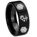 8mm Marine Chief Master Sergeant Pipe Cut Black Tungsten Ring