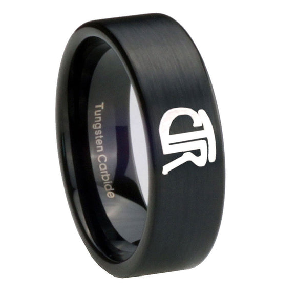 8mm-CTR-Pipe-Cut-Brush-Black-Tungsten-Carbide-Men's-Wedding-Band