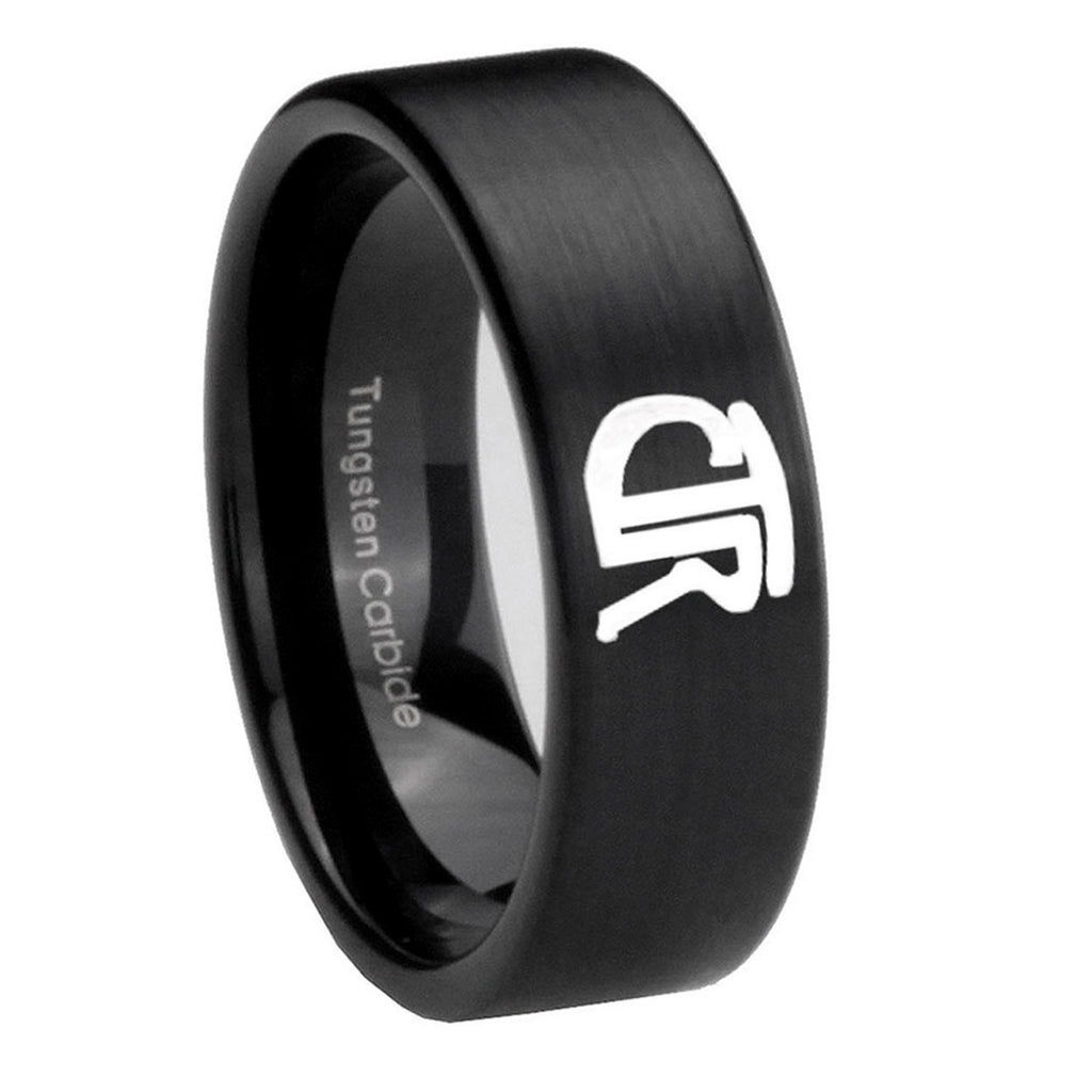 8mm CTR Pipe Cut Brush Black Tungsten Men's Wedding Band