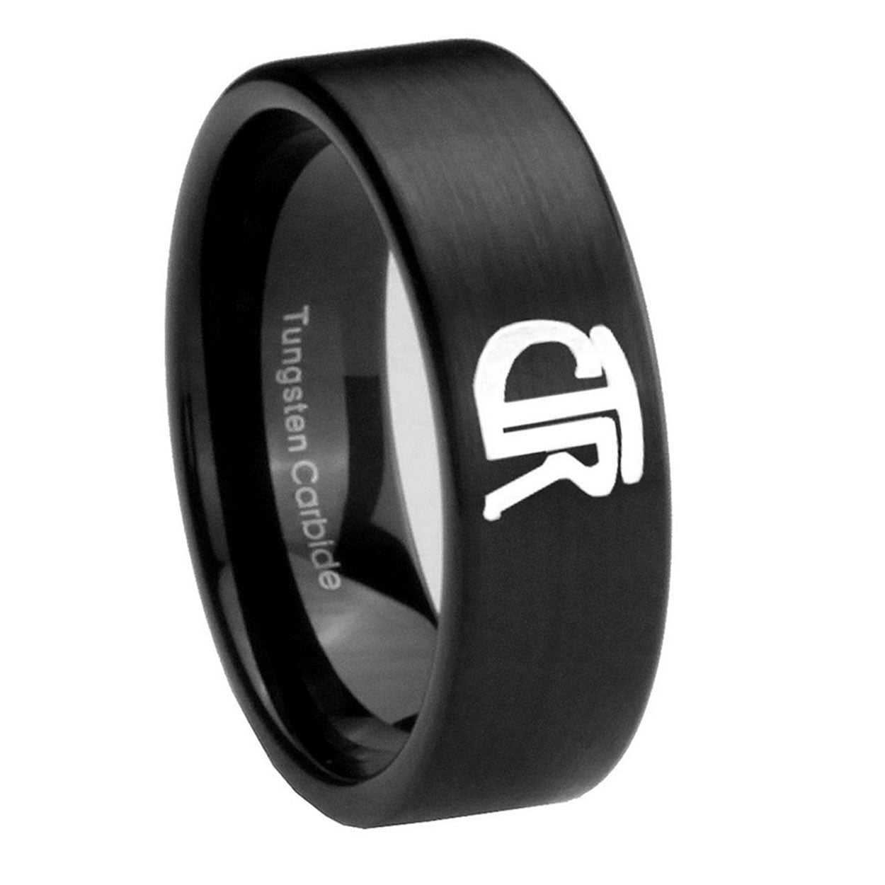 8mm CTR Pipe Cut Brush Black Tungsten Men's Wedding Band