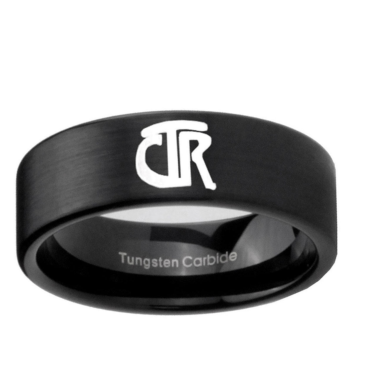 6mm CTR Pipe Cut Brush Black Tungsten Men's Wedding Band