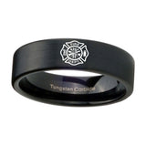 8mm-Fire-Department-Pipe-Cut-Brush-Black-Tungsten-Carbide-Mens-Wedding-Ring