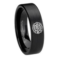 8mm Fire Department Pipe Cut Brush Black Tungsten Mens Ring