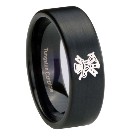 8mm-Fireman-Pipe-Cut-Brush-Black-Tungsten-Carbide-Rings-for-Men