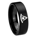 8mm Pester Master Masonic Pipe Cut Brush Black Tungsten Ring