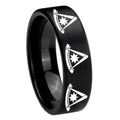 8mm Multiple Pester Master Masonic Pipe Cut Black Tungsten Ring