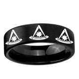 6, 8mm Multiple Pester Master Masonic Pipe Cut Brush Black Tungsten Men's Ring