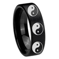 8mm Multiple Yin Yang Pipe Cut Brush Black Tungsten Bands