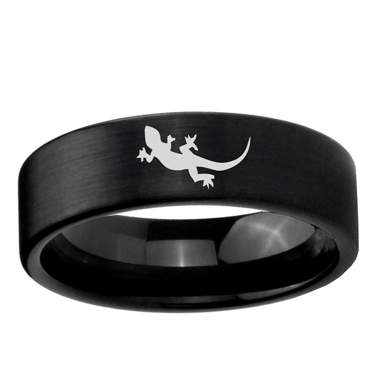 6mm Lizard Pipe Cut Brush Black Tungsten Mens Wedding Ring