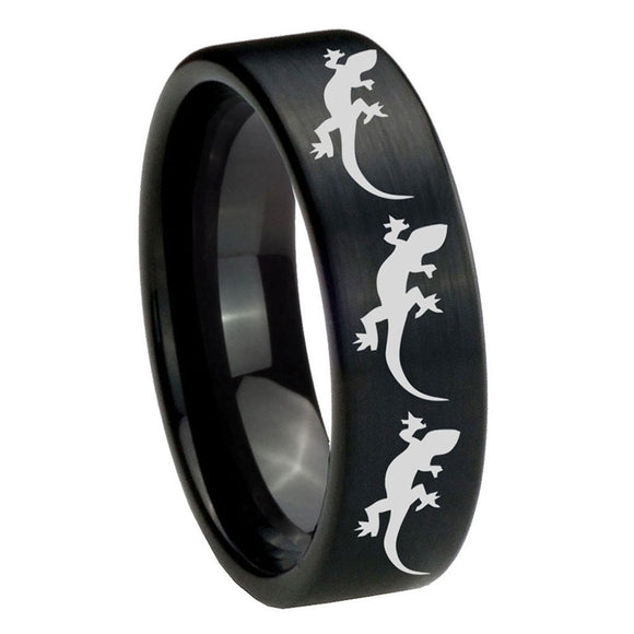 8mm-Multiple-Lizard-Pipe-Cut-Brush-Black-Tungsten-Carbide-Men's-Wedding-Ring