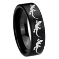 8mm Multiple Lizard Pipe Cut Brush Black Tungsten Mens Ring