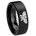 8mm Zelda Skyward Sword Pipe Cut Brush Black Tungsten Ring
