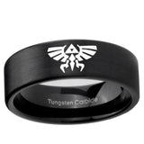 6, 8mm Zelda Skyward Sword Pipe Cut Brush Black Tungsten Ring