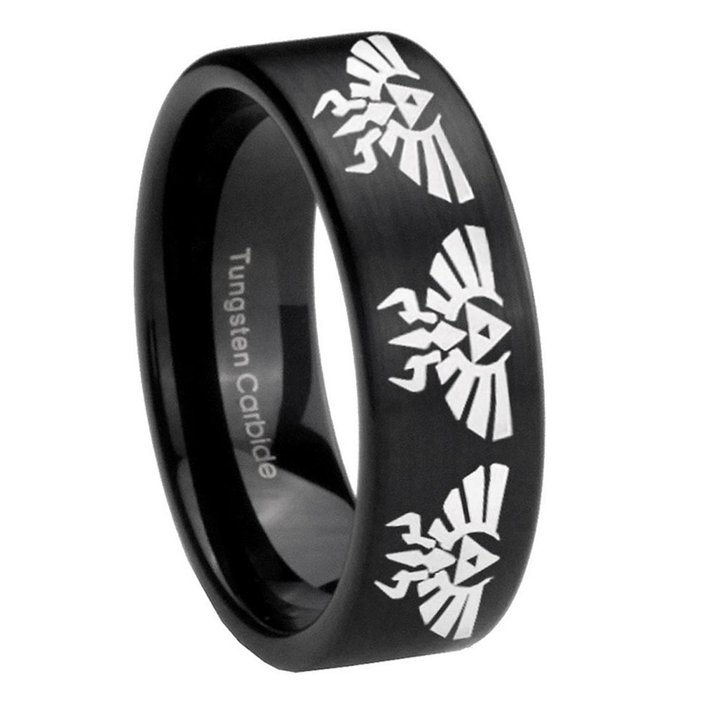 8mm Multiple Zelda Skyward Sword Pipe Cut Black Tungsten Band