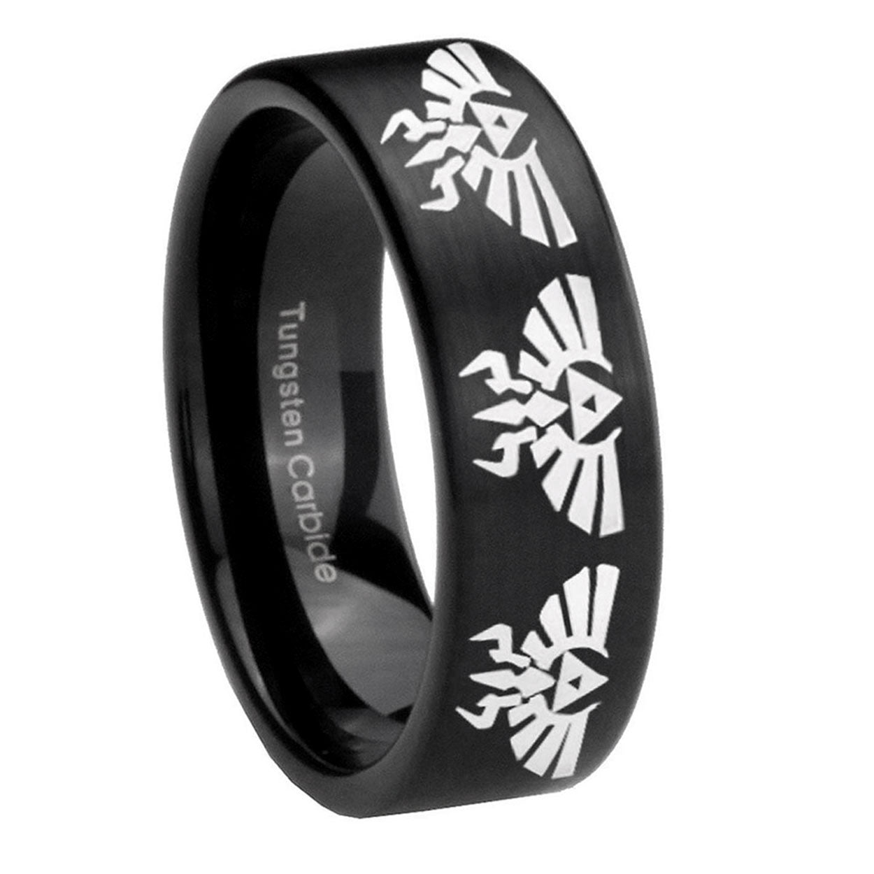 8mm Multiple Zelda Skyward Sword Pipe Cut Black Tungsten Band