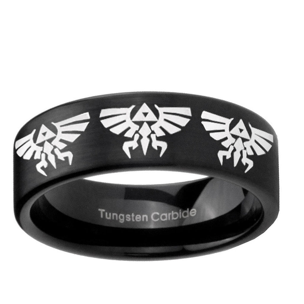 6mm Multiple Zelda Skyward Sword Pipe Cut Black Tungsten Band