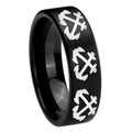 8mm Multiple Anchor Pipe Cut Brush Black Tungsten Ring