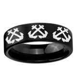 6, 8mm Multiple Anchor Pipe Cut Brush Black Tungsten Carbide Promise Ring