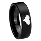 8mm Heart Pipe Cut Brush Black Tungsten Carbide Men's Engagement Ring