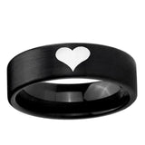 6, 8mm Heart Pipe Cut Brush Black Tungsten Ring