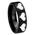 8mm Multiple Heart Pipe Cut Brush Black Tungsten Custom Ring