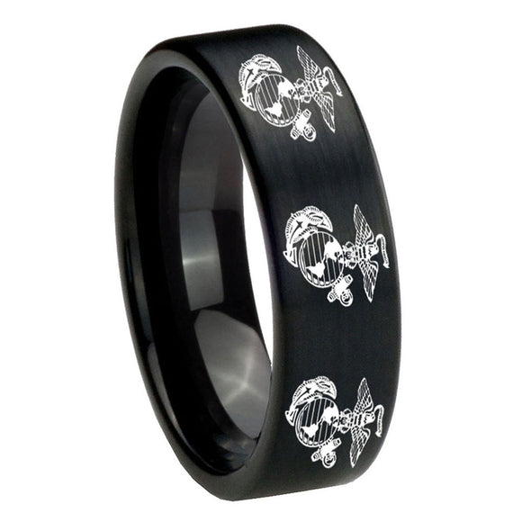 8mm-Multiple-Marine-Pipe-Cut-Brush-Black-Tungsten-Carbide-Rings-for-Men