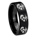 8mm Multiple Marine Pipe Cut Brush Black Tungsten Ring