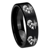 8mm Multiple Marine Pipe Cut Brush Black Tungsten Carbide Rings for Men