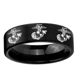 6, 8mm Multiple Marine Pipe Cut Brush Black Tungsten Ring