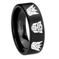 8mm Transformers Autobot Decepticon Pipe Cut Black Tungsten Ring