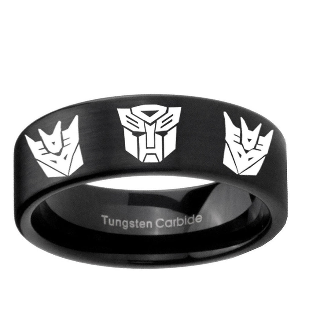 6mm Transformers Autobot Decepticon Pipe Cut Black Tungsten Ring