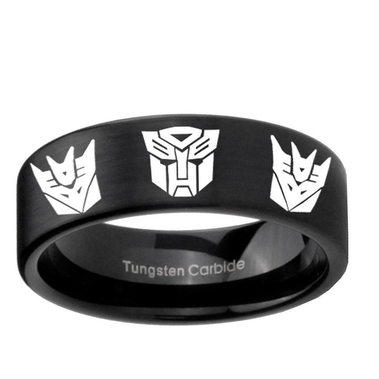6mm Transformers Autobot Decepticon Pipe Cut Black Tungsten Ring