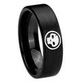 8mm Skull Pipe Cut Brush Black Tungsten Wedding Band Mens
