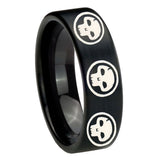 8mm-Multiple-Skull-Pipe-Cut-Brush-Black-Tungsten-Carbide-Wedding-Band-Ring